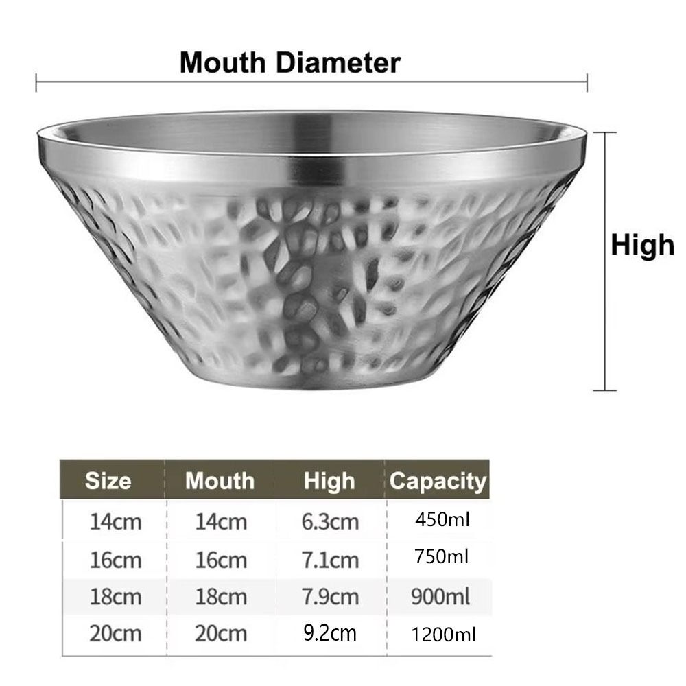 304 Stainless Steel Salad Mixing Bowl Korean Style Soup Fruit Bowls Ice Shaved Bowl  Kitchen