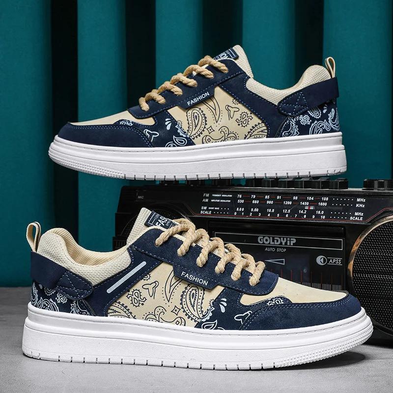 

Men Shoes Leather Casual Sneakers Waterproof Vulcanized Shoes for Men Spring Comforthable Sneakers Men Casual Shoes 39 синій