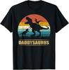Papa Dinosaurier Daddysaurus 2 Zwei Kinder Lustig Vatertag Papa T-Shirt