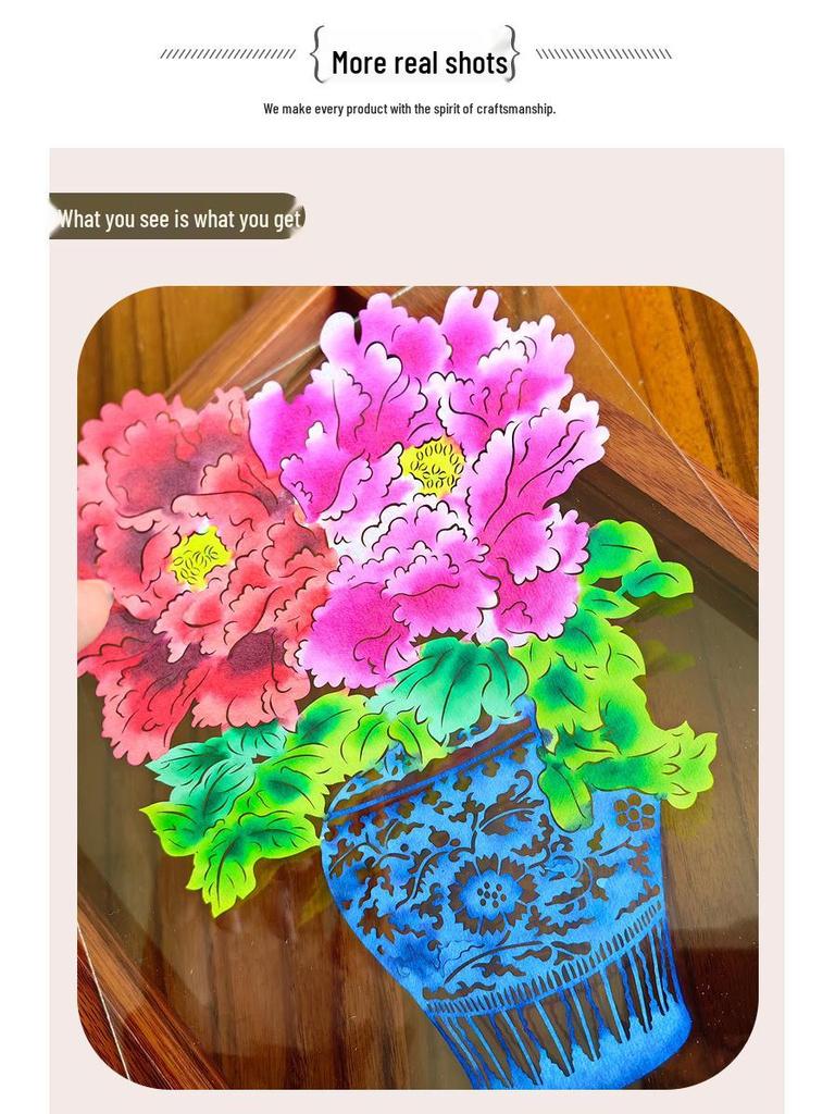 Xianci Double-Sided Transparent Frame: A4 Paper-Cut Calligraphy Fu Character Display Stand
