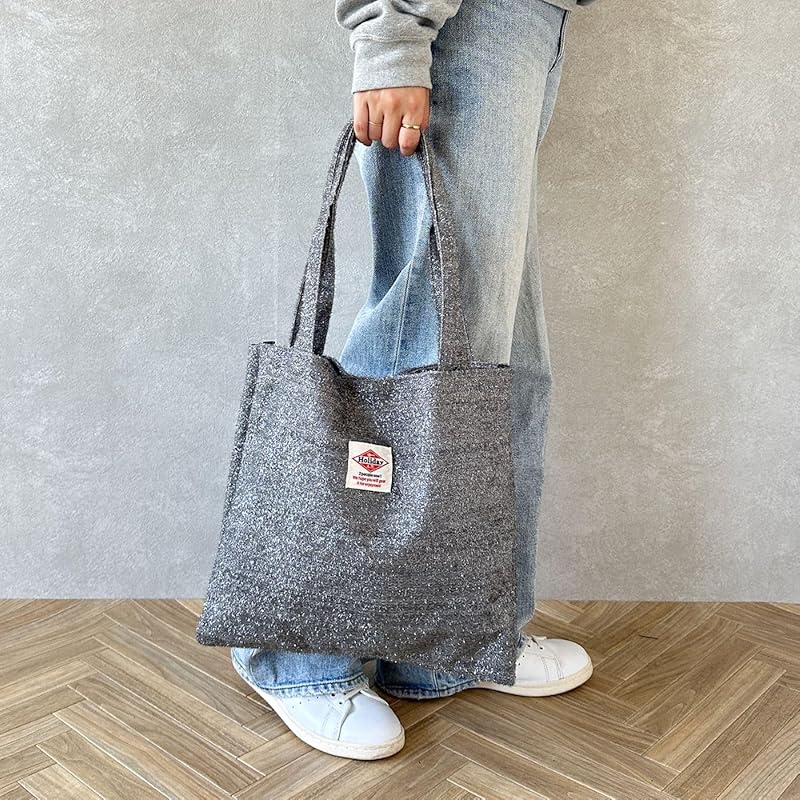 [Holiday A.M.] glitter shaggy bag tote bag ladies Size: Height 34 x Width 33 x Width 2.5cm / Handle length: 54cm glitter bag lame knit bag large