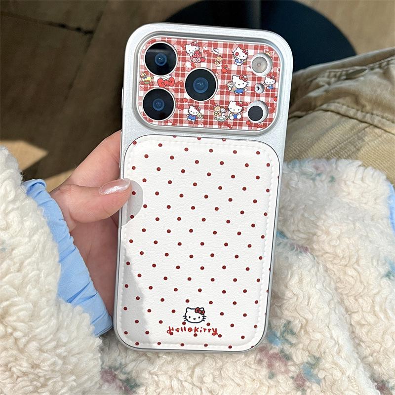

Korean Red Polka Dot Cat Wrist Strap Lanyard for iPhone 17/16 Pro Max/15/14 Phone Case for Women iPhone 13