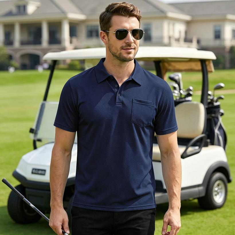 Men's Sporty Breathable Mesh Button-Up Pure Color Casual Shirt Summer Loose Fit Polyester Dry-Moisture Wicking Short Sleeve