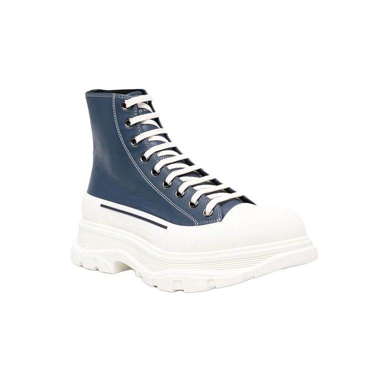 Alexander Mcqueen Tread Slick Lace Up Boot 'Navy Leather' 627206WIAM24456