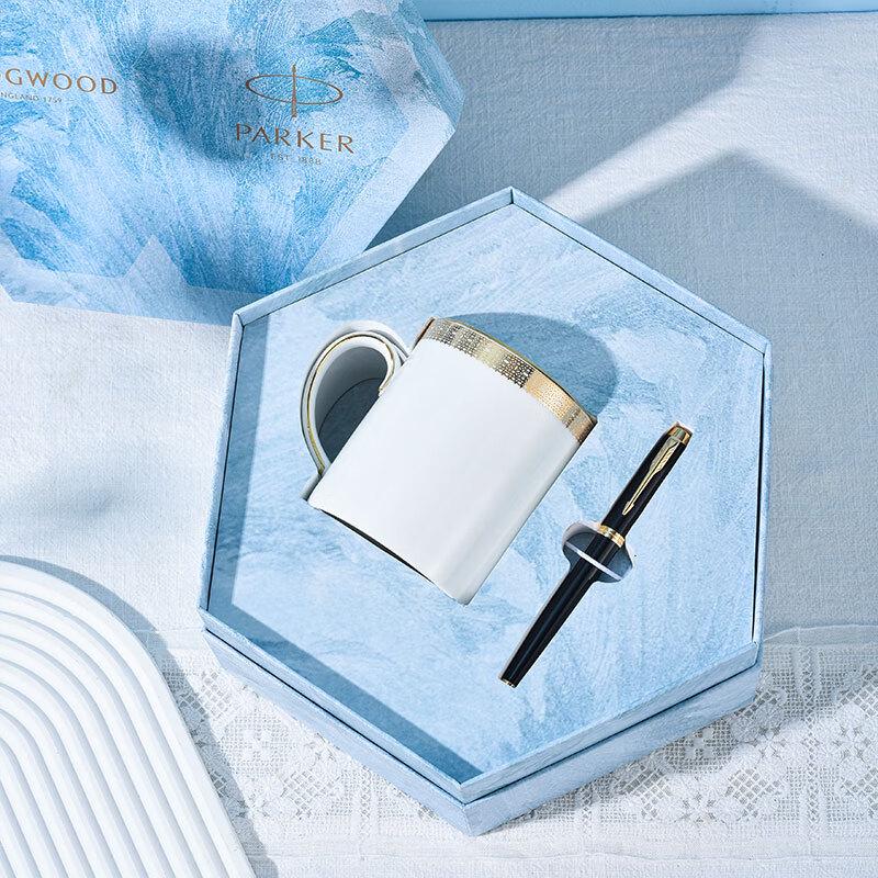 Wedgwood & Parker IM Rollerball Pen & Gold Lace Mug Gift Set