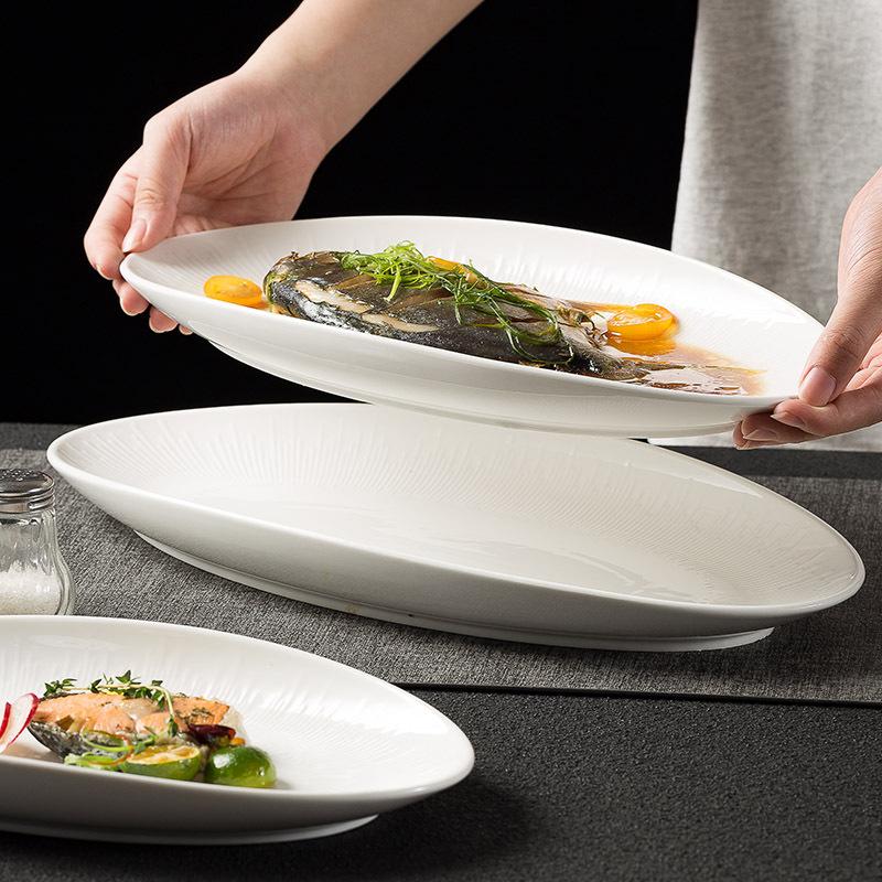 Creative Underglaze Colorful Fish Plate B & B Tableware New Steamed Fish Plate Oval Dumpling Plate Oven Premium Vegetable Plate