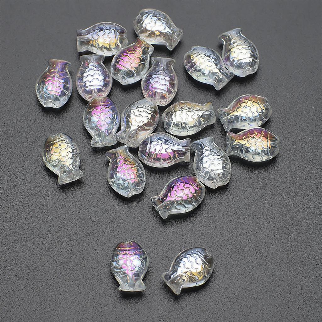 30Pcs Ocean Themed Crystal Glass Beads Fish Shape Glass Loose Beads Jewelry Making Beads Earrings Beads for Necklaces