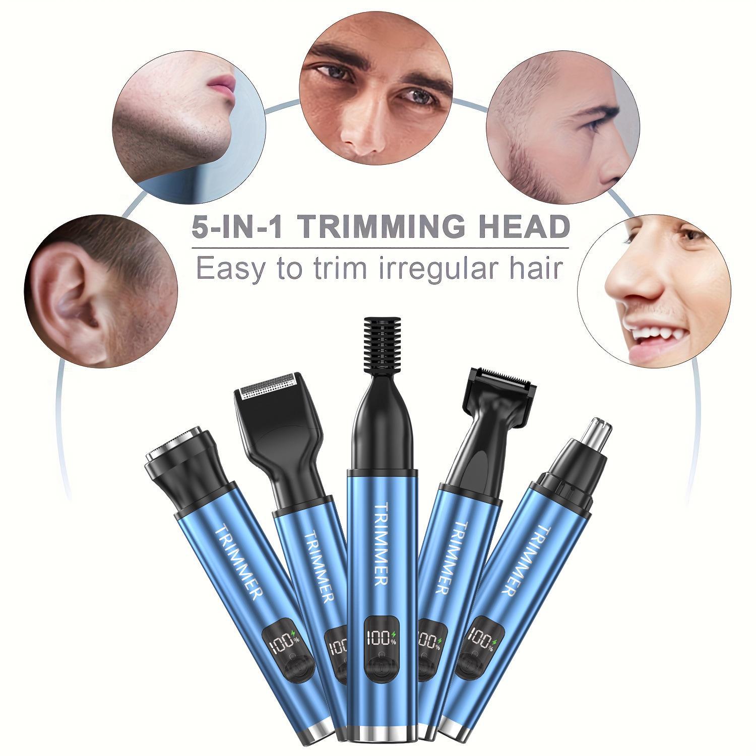 

Трансграничный цифровой дисплей многофункциональный мужской набор для ухода с Type-C: Бритва, триммер для бровей и волос в носу, бритва 126# Nose Hair Trimmer [Five in One] синий