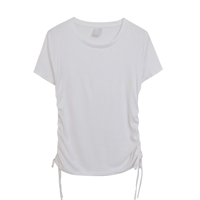 

Стиль со шнурком Не обтягивающий Мясистый Вдавленная полоска Экспортный трикотаж Короткий рукав White XS