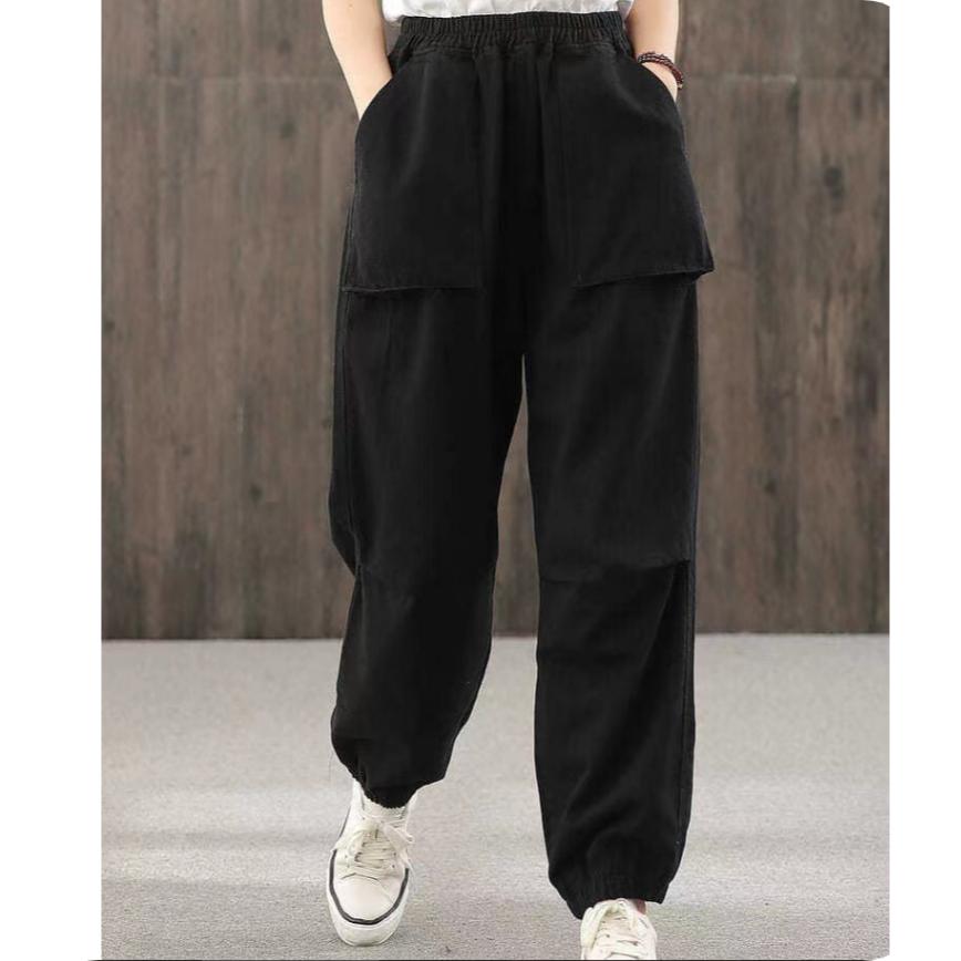 Simple, Versatile and Comfortable Overalls, Pocket Trousers, Loose Folds, Literary Casual Pants, Feet