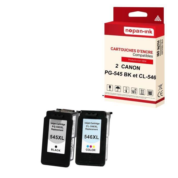 NOPAN-INK - x2 Cartouches compatibles pour CANON 545 XL + 546 XL 545XL + 546XL Noir + Cyan + Magenta + Jaune pour Canon MG 3000 Seri
