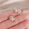 Korean Style Crisscross Full Diamond Earrings, Elegant Niche Design Luxury Jewelry for Women