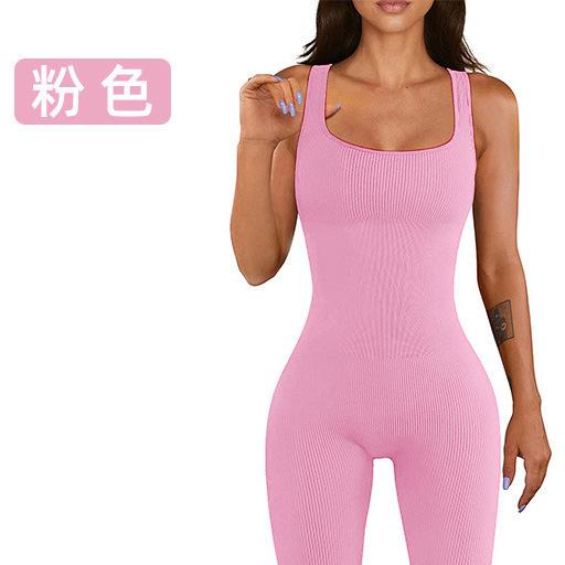 JYL Ribbed Sports Jumpsuit Hip Lifting Quick Dry Running Bodysuit