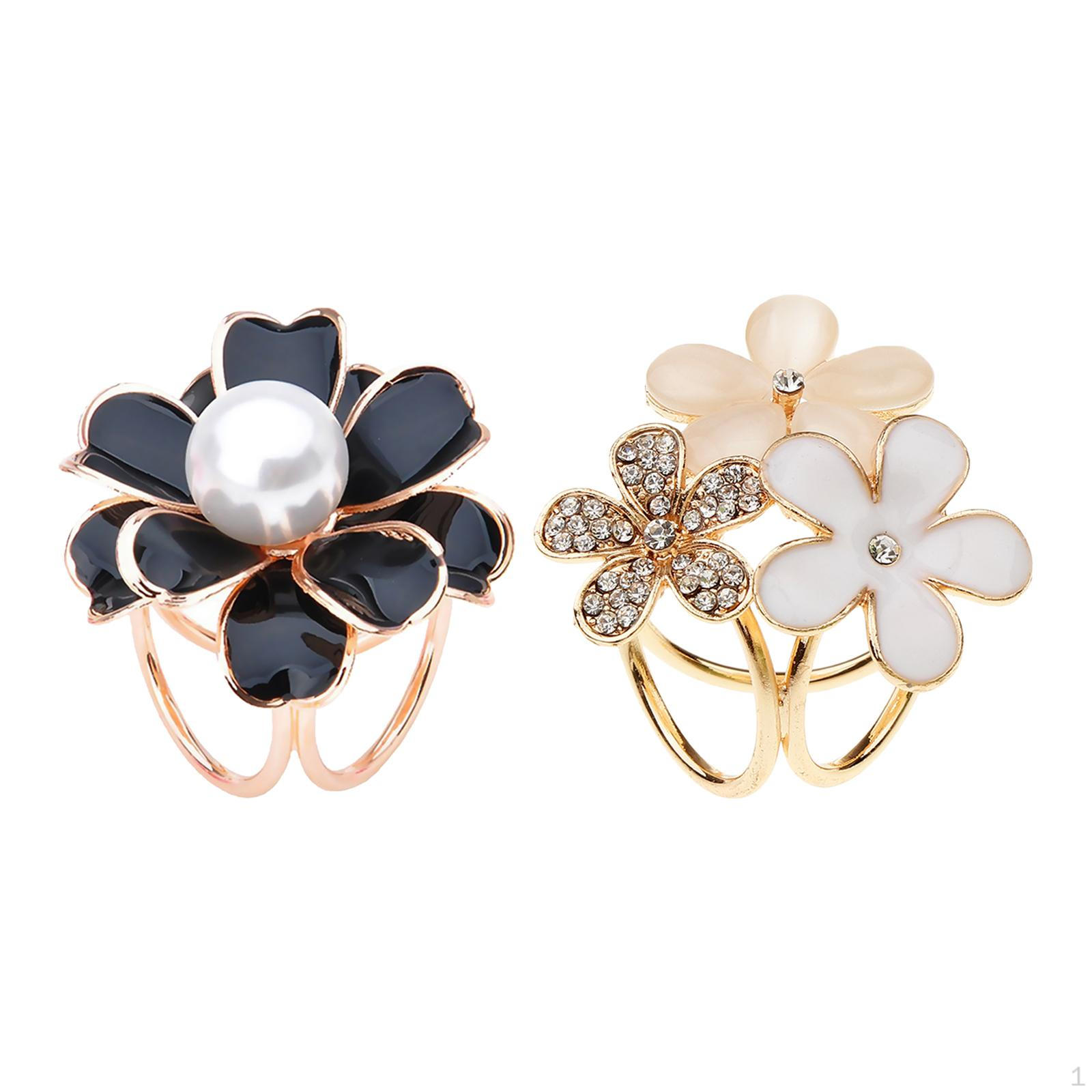 

2 шт. Женские платки кольца цветы искусственный жемчуг пряжки зажимы