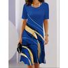 Women's Casual Loose Round Neck Dress 3D Floral Printed Fashion Midi Dress