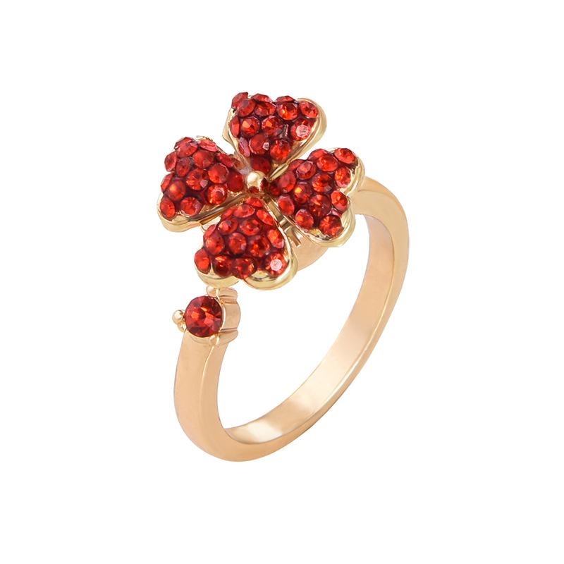 2021 Four-Leaf Clover Red Rotating Ring Women S Open Ring Kuaishou Douyin Same Girlfriend Gift opening adjustable