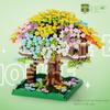 Růžový třešňový domeček na stromě stavebnice mikro-částicový stavební blok klasický model série pro dívky obtížná montáž hračky