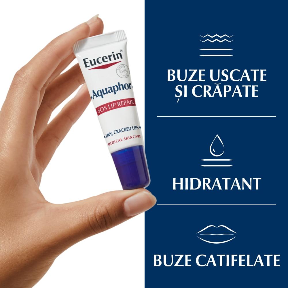 Eucerin Aquaphor Lip Balm, 10 g – Intense Hydration, Protection for Dry and Chapped Lips, Fragrance-Free Formula