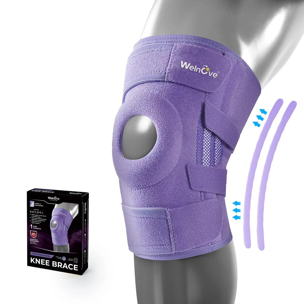 Adjustable Knee Brace With Side Stabilizers Patella Gel Pad For Running Cycling Climbing Support