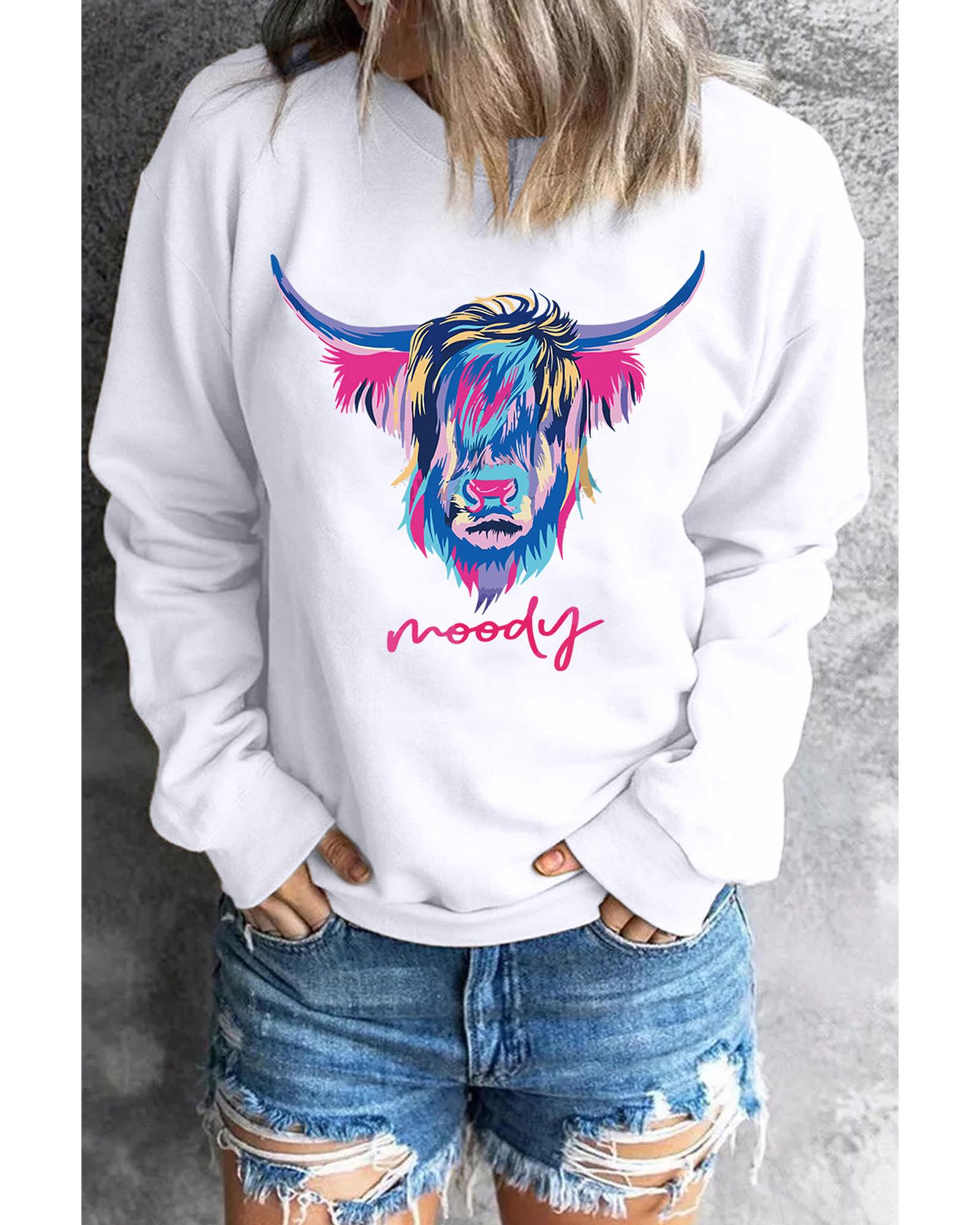 

Azura Exchange Толстовка с рисунком Highland Heifer Moody 2XL белый