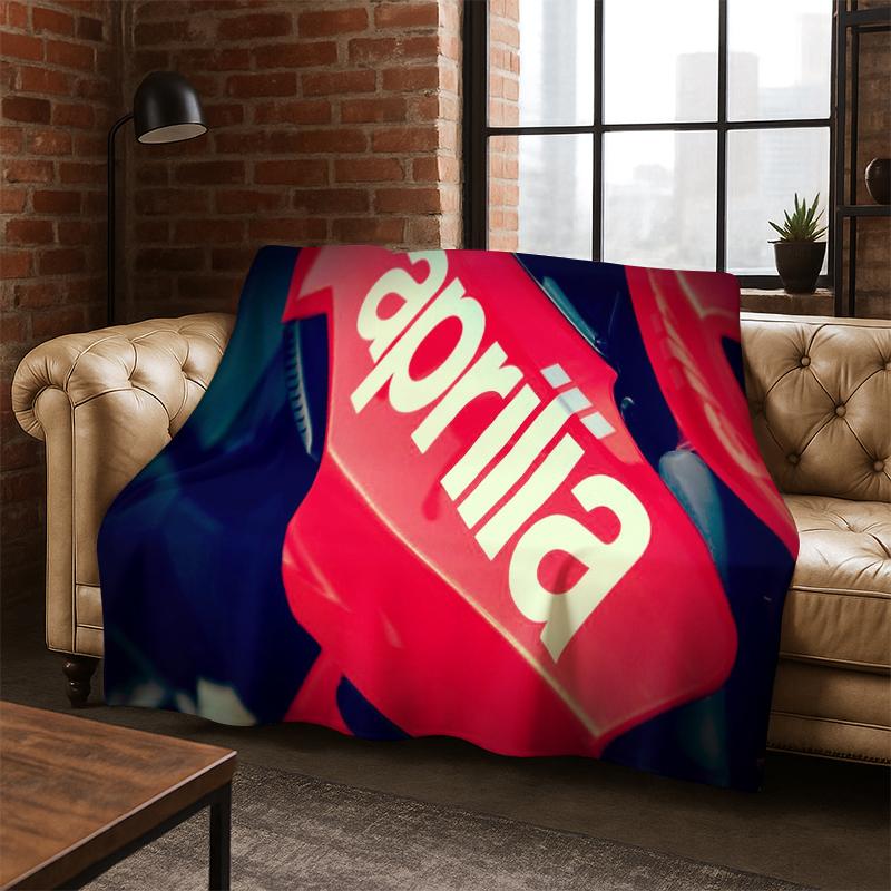 Racing Car Aprilia Logo Moto Flannel Blanket Soft Warm Blanket Throw Blanket for Bedroom Living Room Bed Travel Picnic Gift