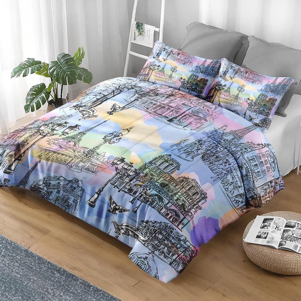 Fashion City Scenery Bedding Set Tropical Forest Plant Duvet Cover Set Pillowcases Soft Queen King Size Kids Adult Birthday Gift