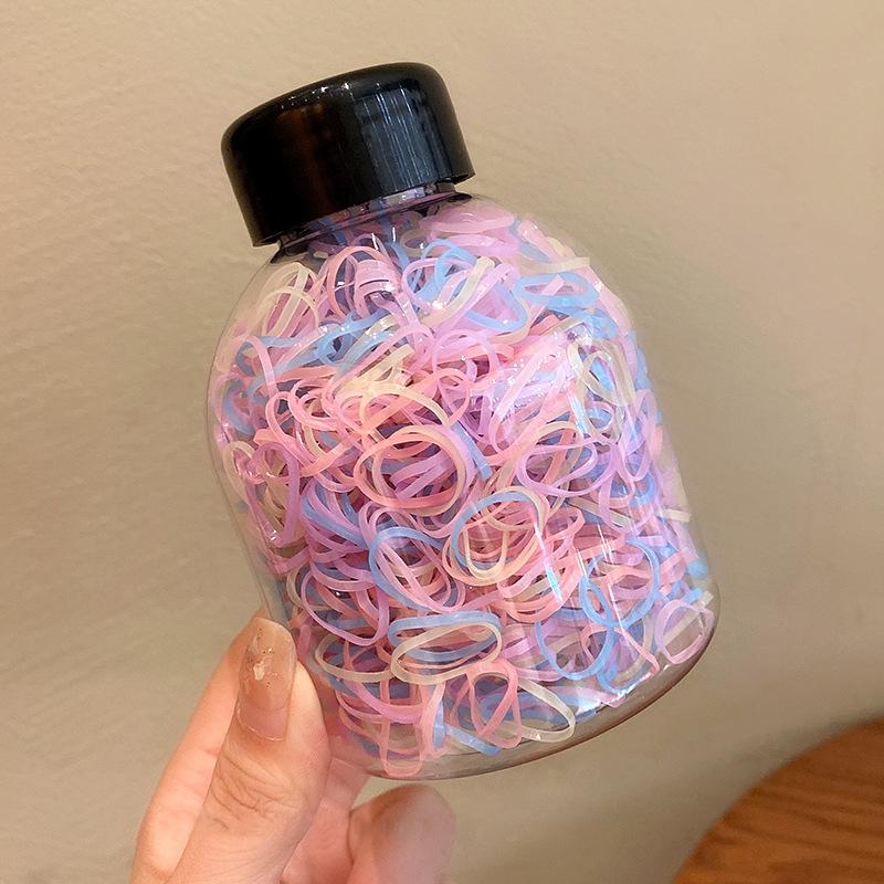 1000pcs/Barrel Cute Candy Hair Rope for Kids Multicolor No Damage Scrunchie Able Girls Hair Accessories