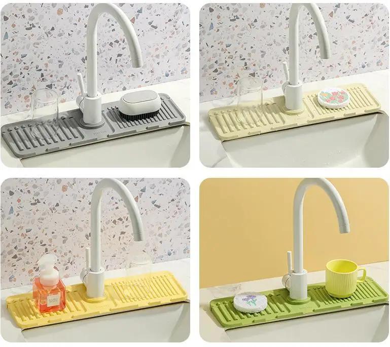 Silicone Tap Mat Kitchen Sink Spill-Proof Drying Pads Foldable Drainage Mat for Home Kitchen Sink Storage Accessories