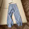 Women's High-Waisted Blue Stripe Linen Wide-Leg Pants - Slimming & Comfortable Summer Trousers
