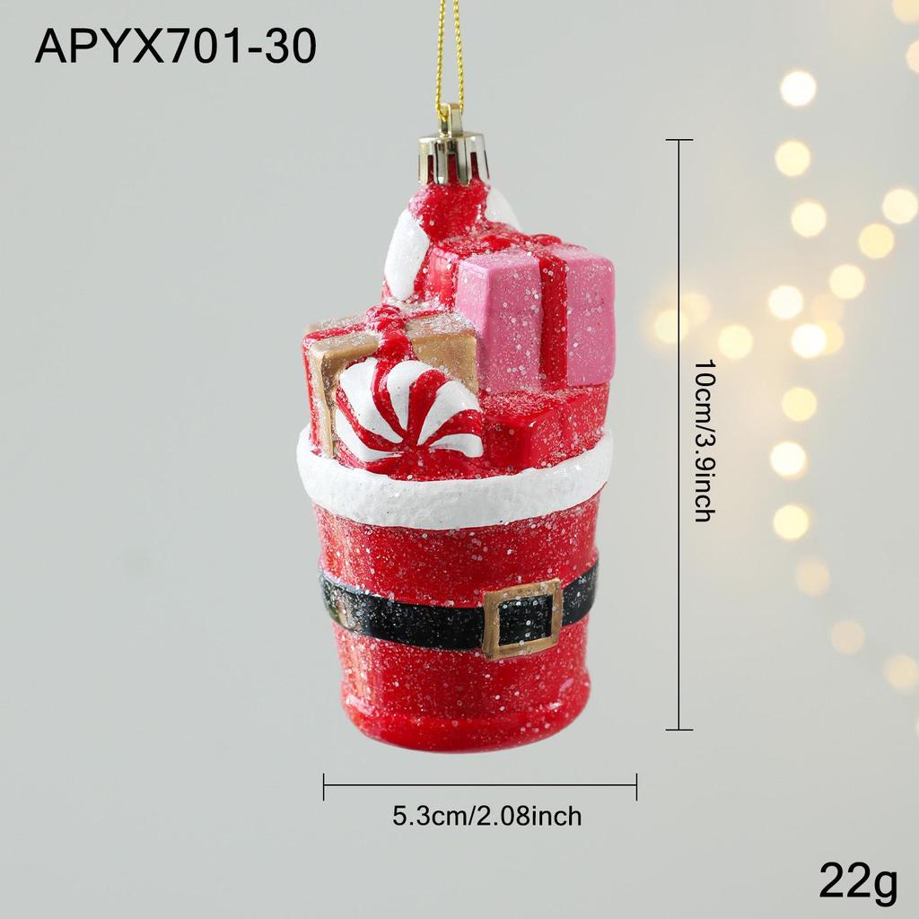 Red and White Sticky Powder Plastic Cartoon Pendant for Christmas Tree Decoration