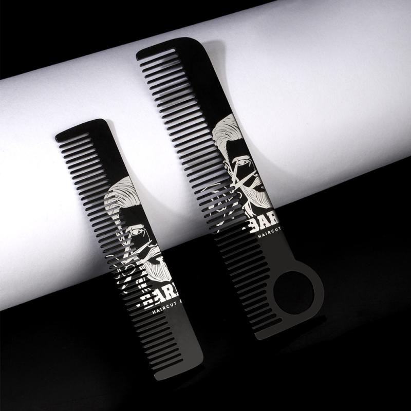 Stainless Steel Men'S Beard Comb Portable Mini Oil Head Comb For Barber Mustache Care Shaping Tools Pocket Size Hair Comb