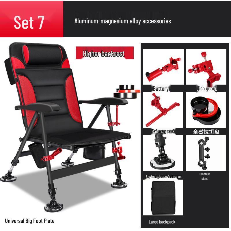 Scaun de pescuit pliabil multifuncțional din aliaj de aluminiu: Platformă portabilă, All-Terrain, cu spătar reglabil, pentru pescuit în stil european.