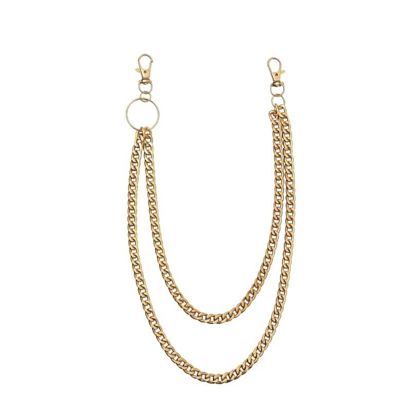 Corrente de Calça Versátil de Camada Dupla, Jeans Tendência e Descolado Personalizados para Street Hip-Hop, Corrente de Cintura, Macacões Masculinos e Femininos, Acessórios