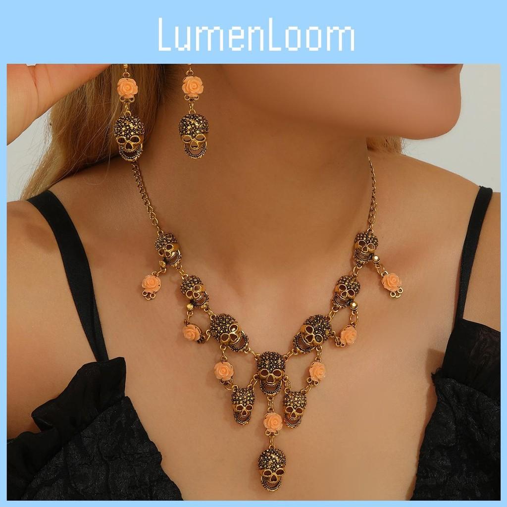 Skeleton Pendant Vintageinspired And Earrings Pack With Alloy Chain For Dressing Holiday
