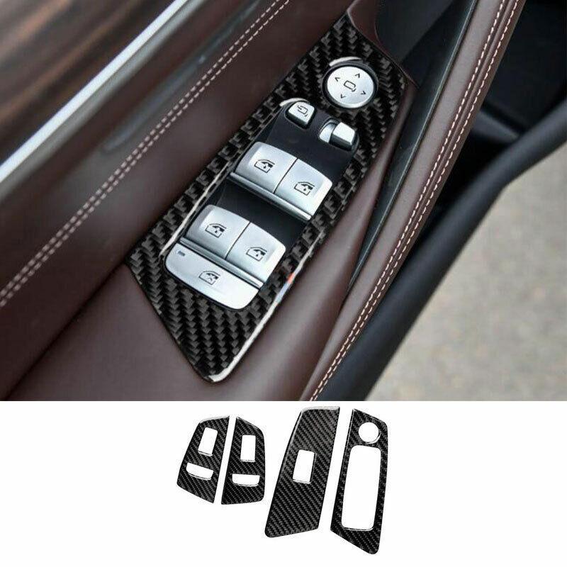 For BMW 5 Series 2018- Real Carbon Fiber Window Switch Button Garnish Trim