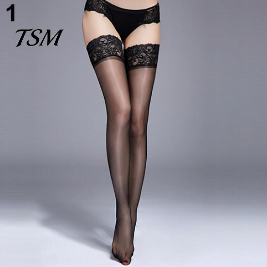 Women\'s Sexy Lace Top Silicon Strap Anti-skid Thigh Nightclub High Stockings