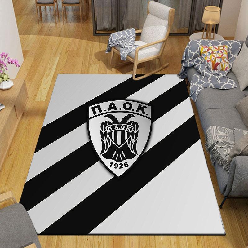 PAOK Flannel Printed Carpet, Home Sofa Decoration for Living Room & Bedroom, Non‑Slip Play Flannel Floor Mat for Game Room