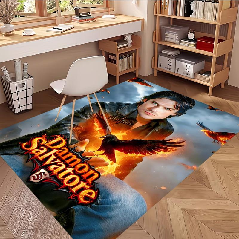 Damon Salvatore Print Rug, Washable Floor Carpet, For Entryway Dorm Laundry Room Office Study, Home Decor Birthday Christmas Gift