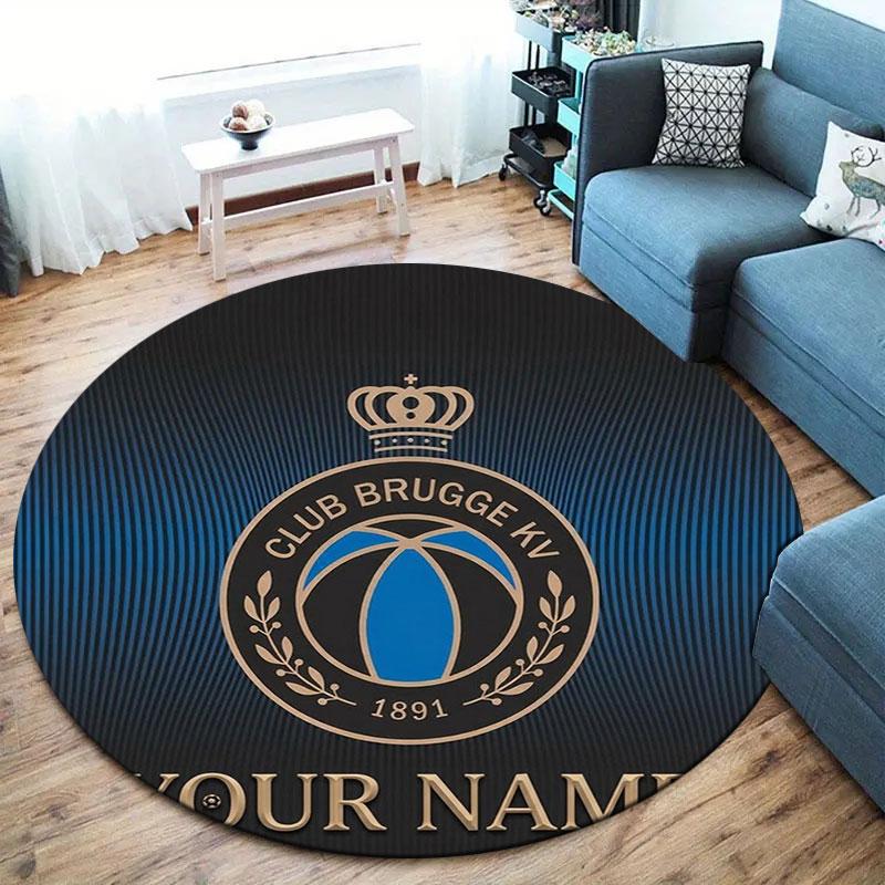 Club Brugge KV Custom Name Round Area Rug,Carpet Rug for Living Room Bedroom Sofa Playroom Decor,Non-slip Floor Mat