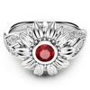 Crystal Women Rings Sunflower Zircon Hollow Flower Ladies Accessories Jewelry