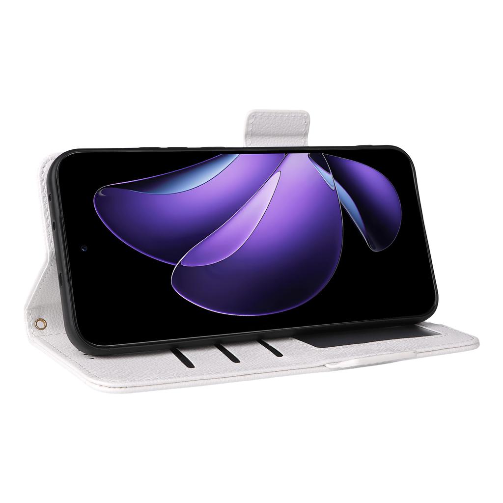 Dla Oppo Reno13 5G (Światowy) Etui ze smyczą na nadgarstek Tekstura liczi Skóra PU Portfel Pokrowiec na telefon