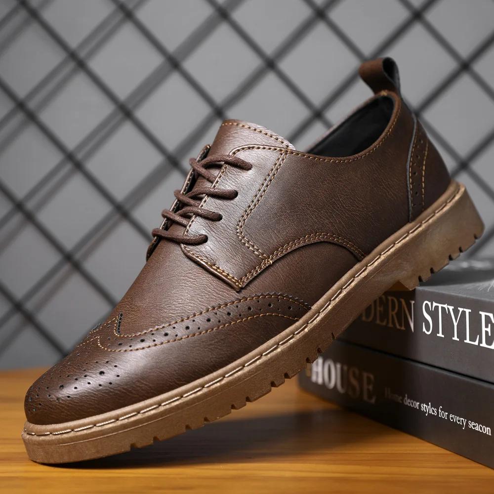 Fashion Men's Casual Leather Shoes Classic Business Dress Shoe Luxury Oxford Office Shoes for Men Comfort Loafers Brogue Shoes Moccasins