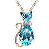 Luxury Wedding Bridal Women Cat Rhinestone Charm Pendant Necklace Party
