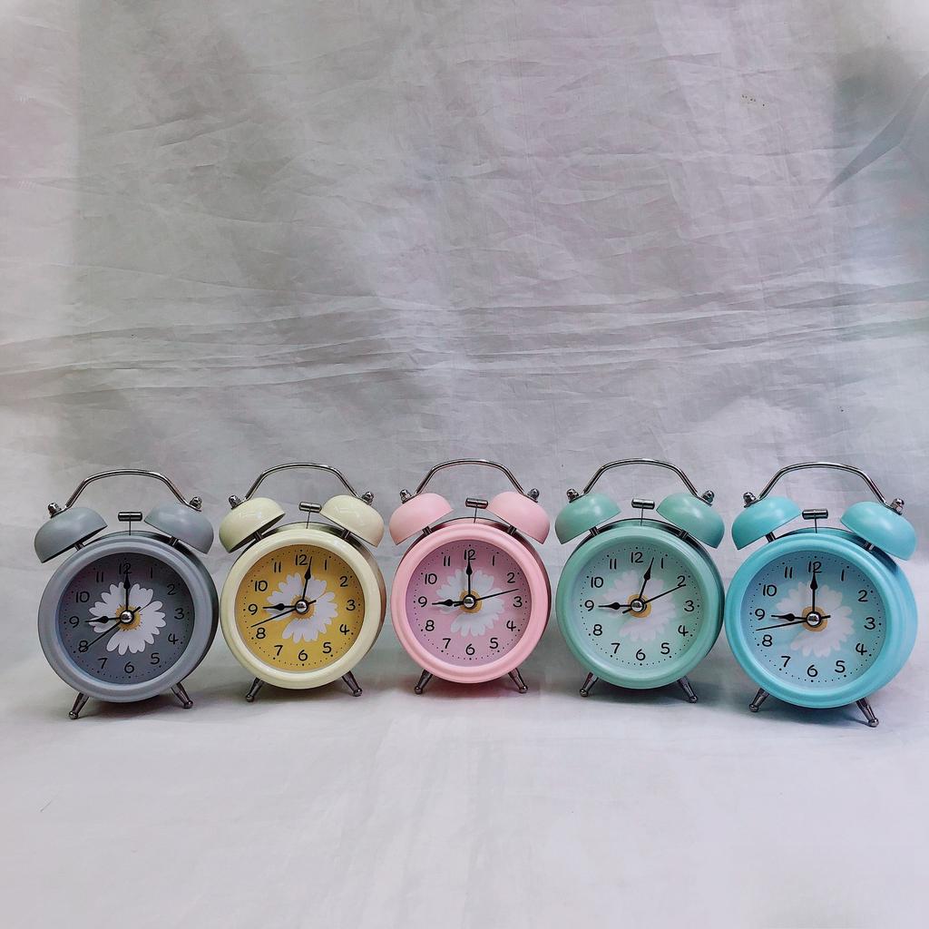 3-Inch Metal Craft Daisy Modern Bell Alarm Clock, Round Simple And Super Loud Noise