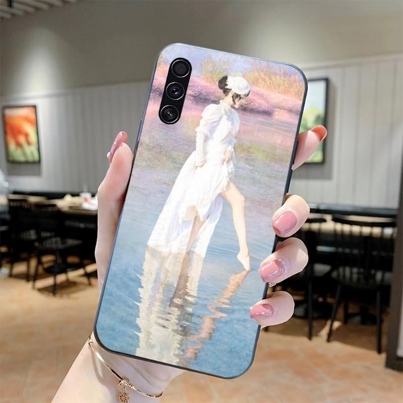 Custodia per Telefono con Illustrazione Pittura ad Olio per Realme GT 2 9i 8i 7i Pro X50 X2 C35 C21 C20 C11 C3 Cover Nera Morbida