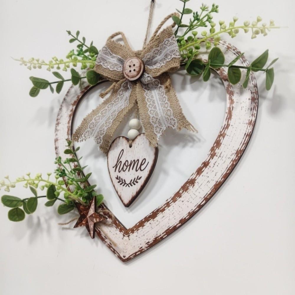 Rustic Wall Hanging Sign Romantic Home Wooden Wreath Creative Heart Wall Decor Home Decor