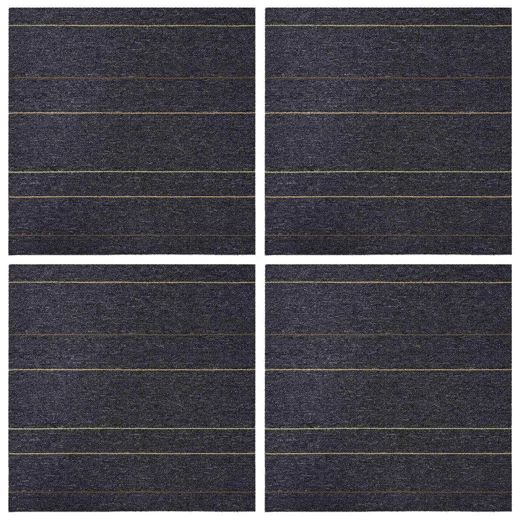 Dark Grey Striped Carpet Tile 50 x 50 cm 4 pcs