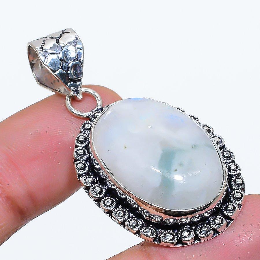 

Rainbow Moonstone Gemstone 925 Sterling Silver Jewelry Pendant 1.81 SU-10688