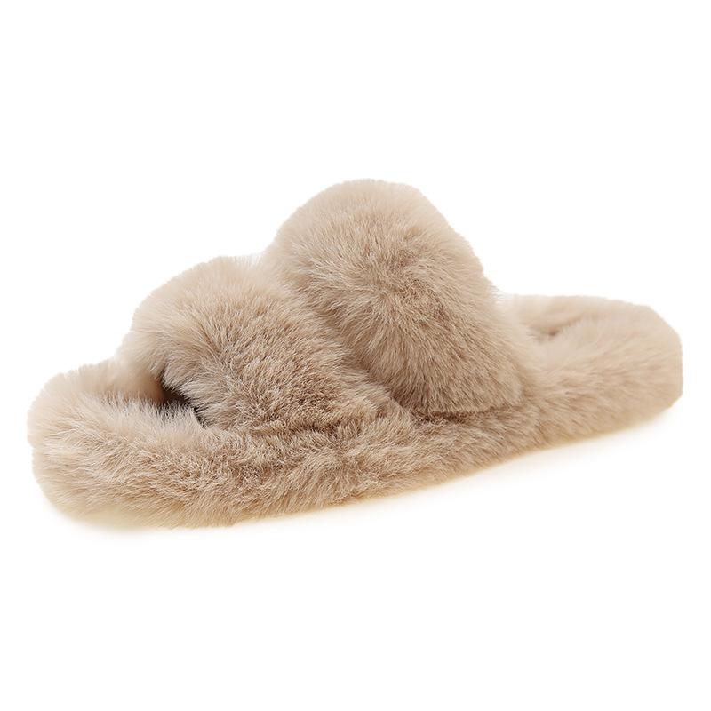 Autumn and winter new home versatile thick bottom one word hair hair drag outside wear casual slippers women