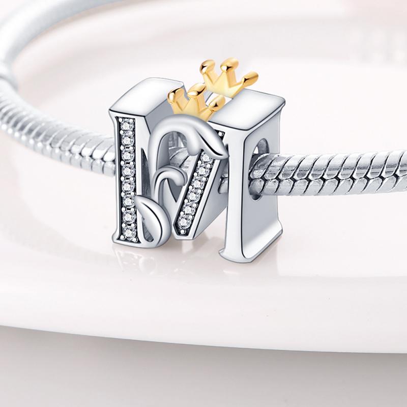 Copper Original Crown 26 Letters Charm Beads Fits Bracelets Bangle Necklace For Women Luxury Diy Jewelry Fine Gifts